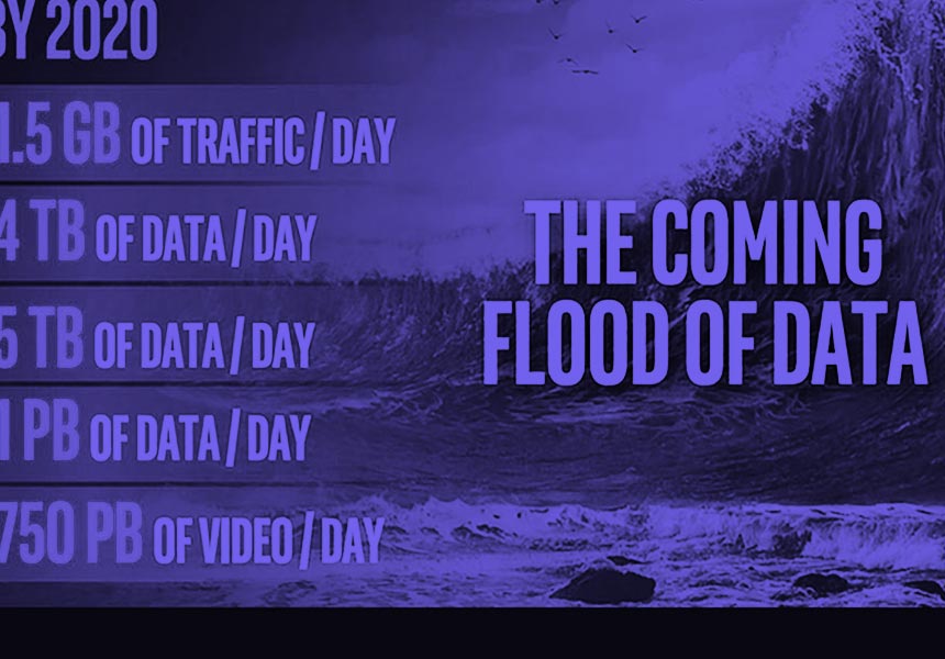 Presentation of statistics illustrating "The Coming Flood of Data"