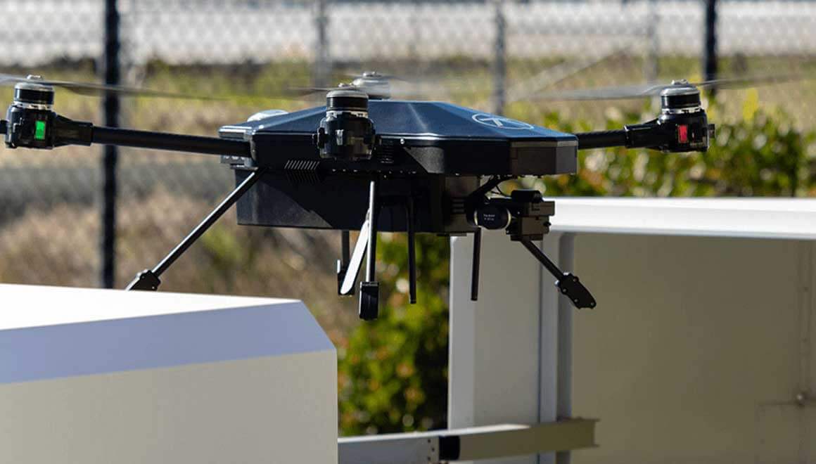 Image of a Nightingale Security drone being deployed at the U.S. Mexico border.
