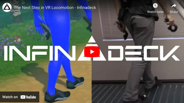 Screenshot of Infinadeck youtube video, The Next Step in VR Locomotion